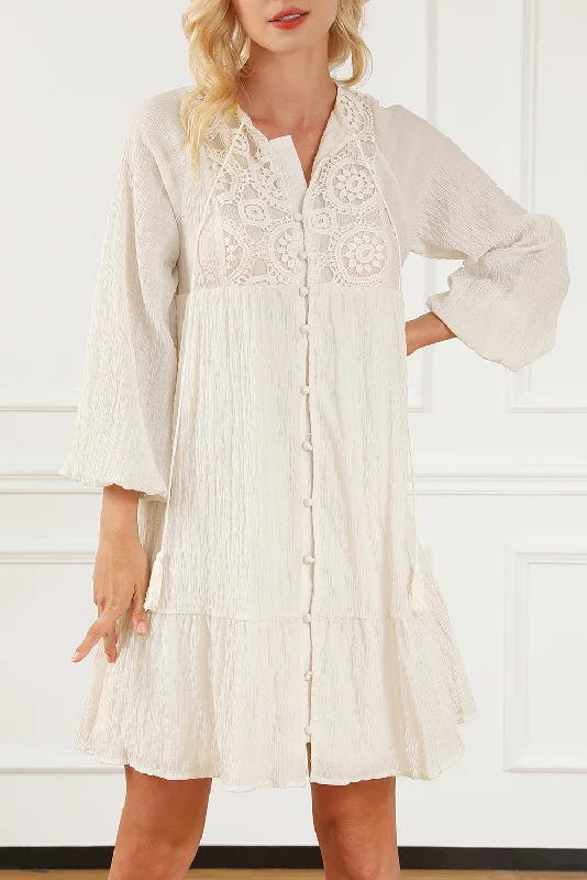 Everyday Dress with Tiered Bodice for a Stylish Look Tie Neck Balloon Sleeve Mini Dress Everyday Dress with Tiered Bodice for a Stylish Look Tie Neck Balloon Sleeve Mini Dress