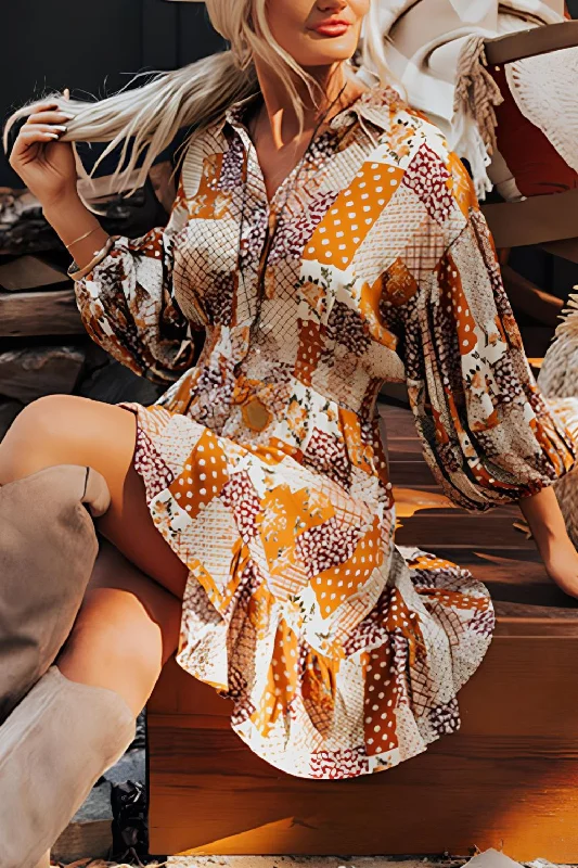 Everyday Dress with Asymmetric Hem for a Unique Look Everyday Dress with Anti - bacterial Properties for Hygiene Printed Collared Neck Three-Quarter Sleeve Mini Shirt Dress Everyday Dress with Asymmetric Hem for a Unique Look Everyday Dress with Anti - bacterial Properties for Hygiene Printed Collared Neck Three-Quarter Sleeve Mini Shirt Dress