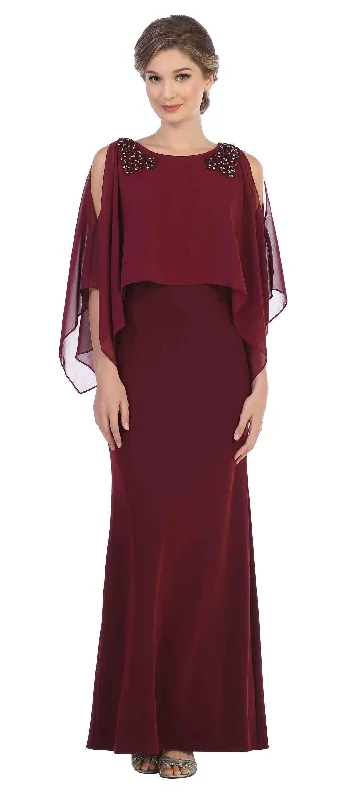 Maternity dress for a baby's first visit to the winery Long Formal Cape Mother of the Bride Chiffon Dress Sale Maternity dress for a baby's first visit to the winery Long Formal Cape Mother of the Bride Chiffon Dress Sale