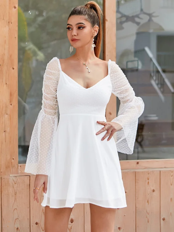 Floral print mini dresses for summer parties KittenAlarm - Sheer Bell Sleeve Swiss Dot Dress Floral print mini dresses for summer parties KittenAlarm - Sheer Bell Sleeve Swiss Dot Dress