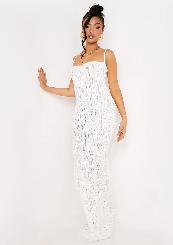 Everyday Dress with Quick - dry Fabric for Water - related Fun Stella Ivory Ruched Front Crochet Maxi Dress Everyday Dress with Quick - dry Fabric for Water - related Fun Stella Ivory Ruched Front Crochet Maxi Dress