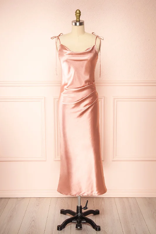 A - line midi dresses with floral prints for spring brunches Elyse Pink | Cowl Neck Midi Dress A - line midi dresses with floral prints for spring brunches Elyse Pink | Cowl Neck Midi Dress