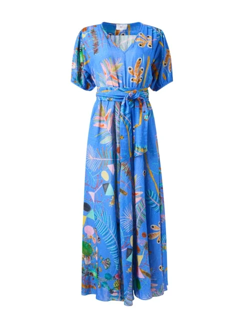   Villamarie Blue Floral Print Dress