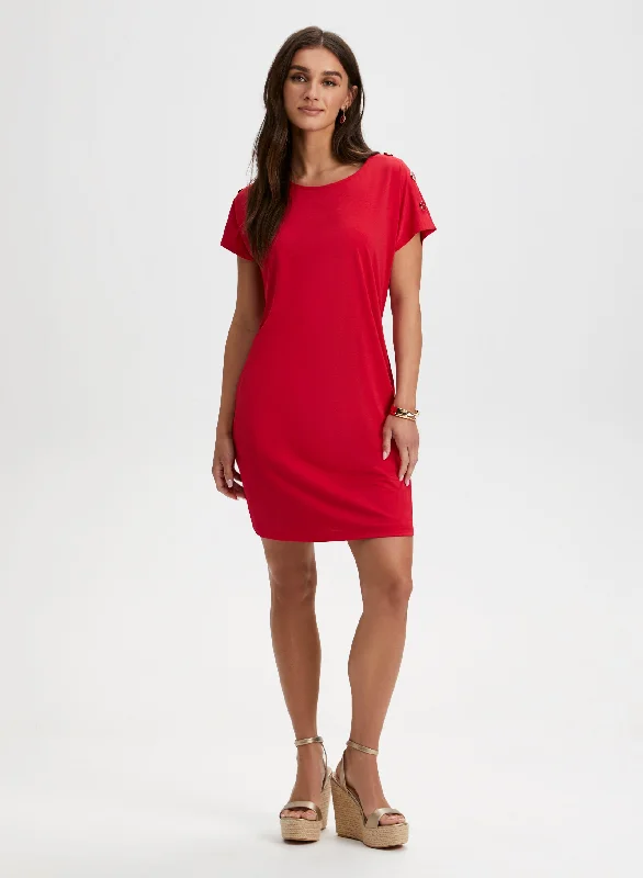 Midi dresses with bow accents for a sweet and charming look Button Detail Dress