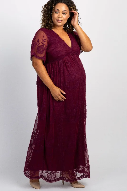 Maternity dress for a christening PinkBlush Burgundy Lace Mesh Overlay Plus Maternity Maxi Dress Maternity dress for a christening PinkBlush Burgundy Lace Mesh Overlay Plus Maternity Maxi Dress