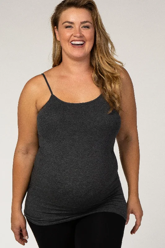 Maternity dress for a christening Charcoal Solid Maternity Plus Cami