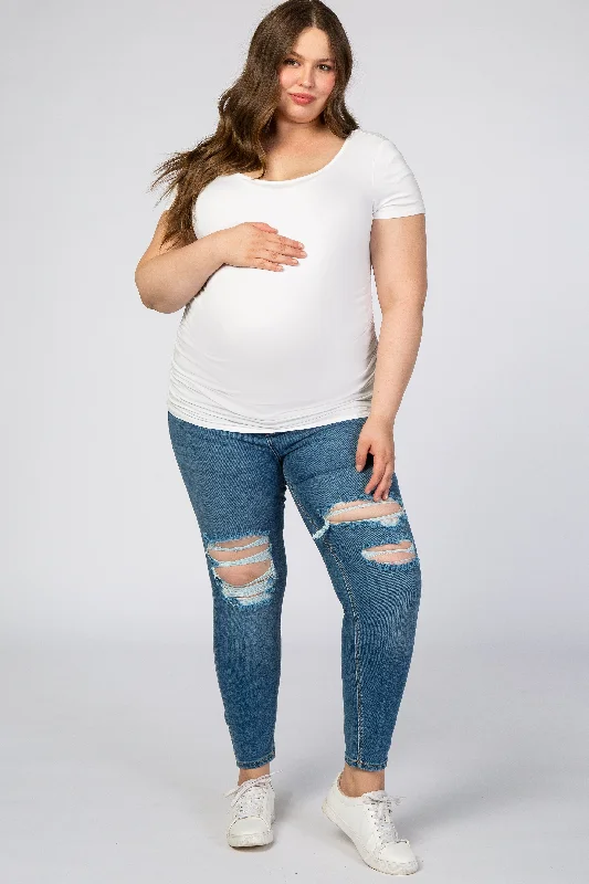 Maternity dress for a Christmas party Light Blue Distressed Maternity Plus Skinny Jeans Maternity dress for a Christmas party Light Blue Distressed Maternity Plus Skinny Jeans