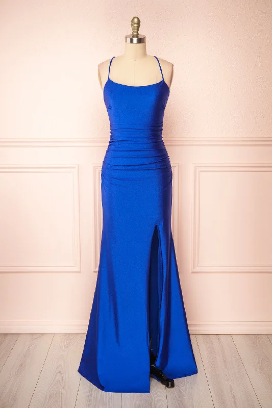 Sleeveless midi dresses with lace details for summer weddings Sonia Blue | Mermaid Maxi Dress w/ Slit Sleeveless midi dresses with lace details for summer weddings Sonia Blue | Mermaid Maxi Dress w/ Slit