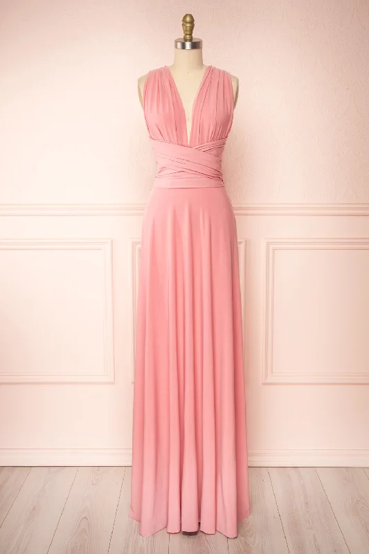 Midi dresses with gathered skirts for a full and flowing silhouette Violaine Dusty Pink | Convertible Maxi Dress Midi dresses with gathered skirts for a full and flowing silhouette Violaine Dusty Pink | Convertible Maxi Dress