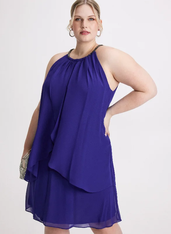 Midi dresses with animal prints for a bold and confident appearance Tiered Embellished Halter Neck Dress Midi dresses with animal prints for a bold and confident appearance Tiered Embellished Halter Neck Dress
