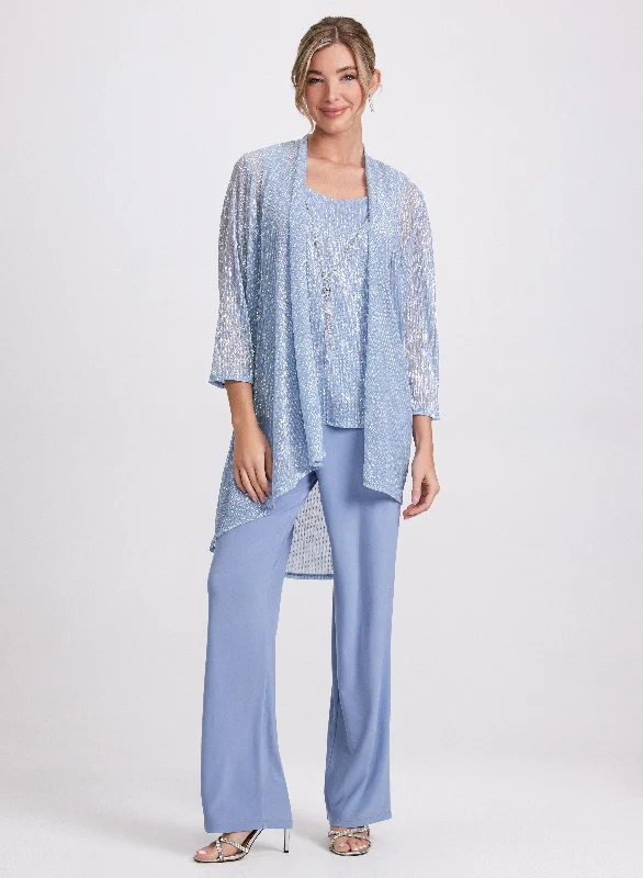 Midi dresses with ribbed textures for a unique and tactile appearance Sequined Jacket, Top & Pants Set Midi dresses with ribbed textures for a unique and tactile appearance Sequined Jacket, Top & Pants Set
