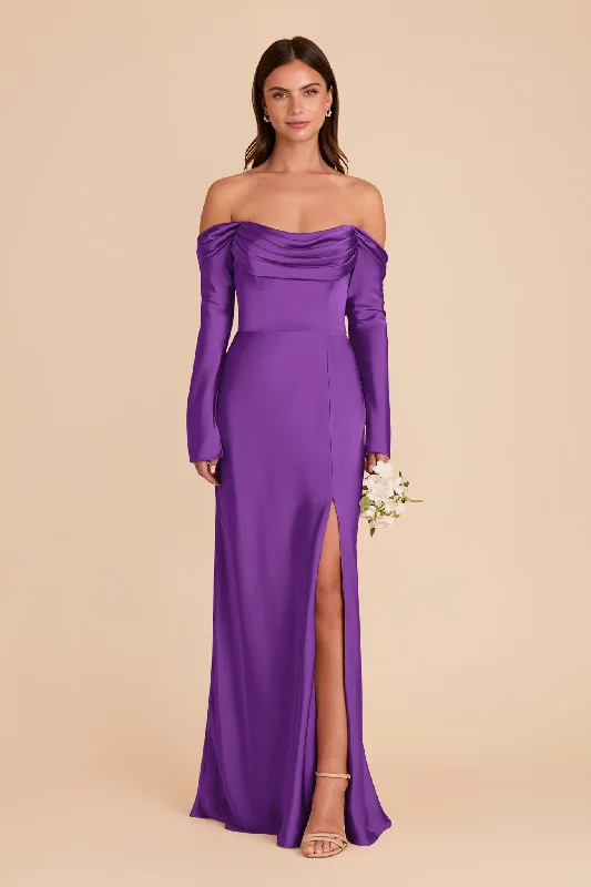 Maternity dress for a baby's first visit to the opera Maya Matte Satin Dress - Amethyst Maternity dress for a baby's first visit to the opera Maya Matte Satin Dress - Amethyst