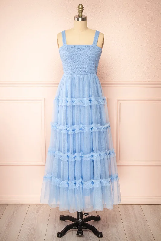 Midi dresses with bow accents for a sweet and charming look Musai Blue | Long Dress w/ Ruched Top Midi dresses with bow accents for a sweet and charming look Musai Blue | Long Dress w/ Ruched Top