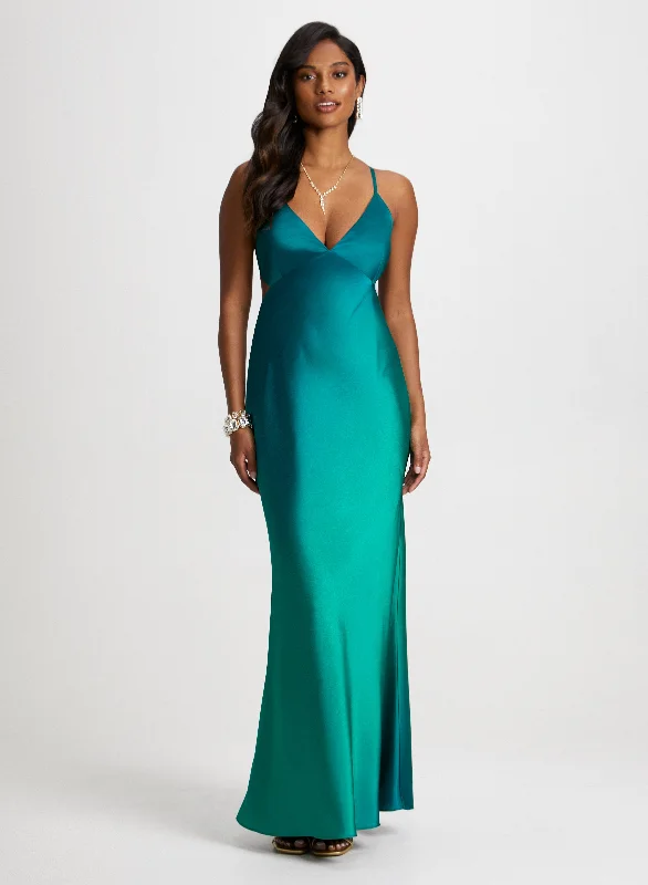 Velvet midi dresses in jewel tones for a glamorous winter event Satin Slip Ombre Gown Velvet midi dresses in jewel tones for a glamorous winter event Satin Slip Ombre Gown