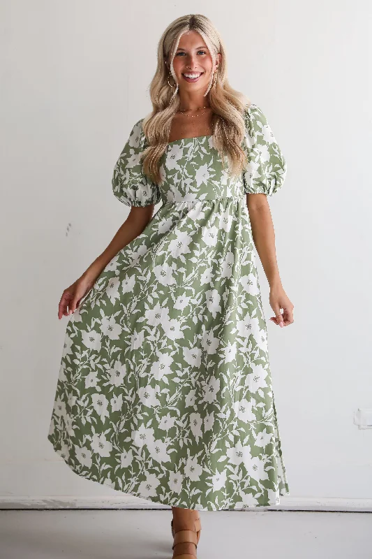 Everyday Dress with Personalized Embroidery for a One - of - a - Kind Look Modern Sweetheart Sage Floral Maxi Dress Everyday Dress with Personalized Embroidery for a One - of - a - Kind Look Modern Sweetheart Sage Floral Maxi Dress