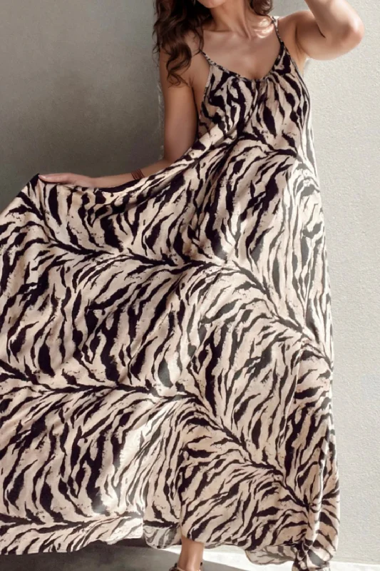 Everyday Dress with Embroidered Patches for a Bohemian Look Abstract Print Tie Back Maxi Cami Dress Everyday Dress with Embroidered Patches for a Bohemian Look Abstract Print Tie Back Maxi Cami Dress