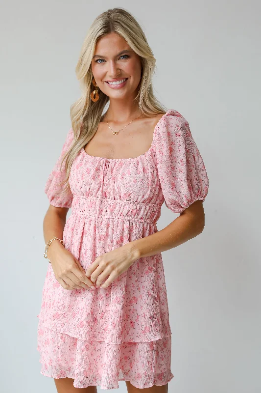 Everyday Dress with Wrinkle - resistant Material for Convenience FINAL SALE - Curated Style Blush Floral Mini Dress Everyday Dress with Wrinkle - resistant Material for Convenience FINAL SALE - Curated Style Blush Floral Mini Dress