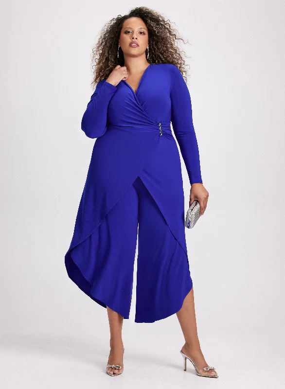 Midi dresses with puff sleeves for a vintage - inspired look Joseph Ribkoff - Jewel Detail Faux-Wrap Jumpsuit Midi dresses with puff sleeves for a vintage - inspired look Joseph Ribkoff - Jewel Detail Faux-Wrap Jumpsuit