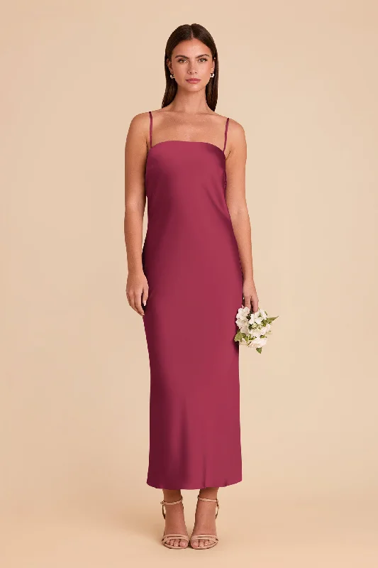 Maternity dress for a baby's first visit to the brewery Isla Matte Satin Dress - Berry
