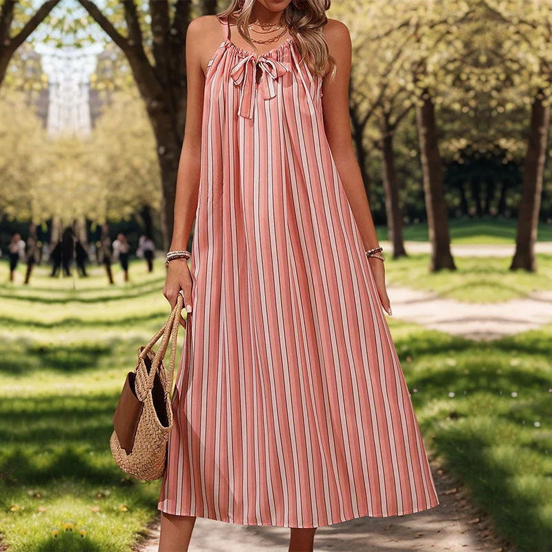 Everyday Dress with Smocked Bodice for a Fitted Look Everyday Dress with Batik Print for an Ethnic Look Pink Striped Loose Sling Dress Everyday Dress with Smocked Bodice for a Fitted Look Everyday Dress with Batik Print for an Ethnic Look Pink Striped Loose Sling Dress