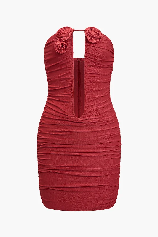 Cotton mini dresses for a comfortable everyday option Mesh Backless Appliques Ruched V-Neck Mini Dress Cotton mini dresses for a comfortable everyday option Mesh Backless Appliques Ruched V-Neck Mini Dress