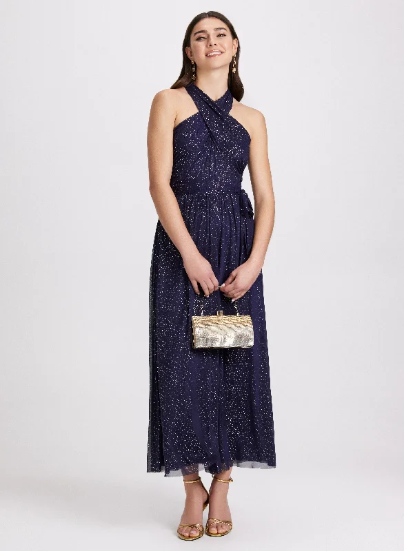 Midi dresses with bow accents for a sweet and charming look Halter Neck Dress