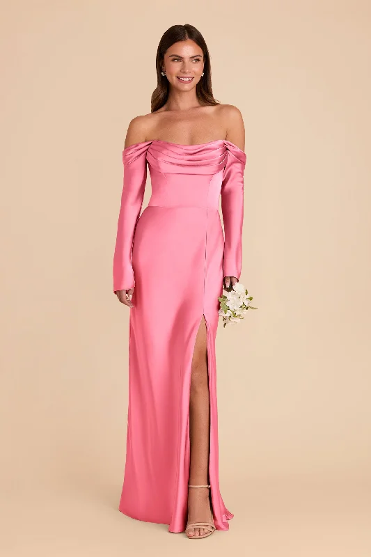 Maternity dress for a baby's first visit to the vineyard Maya Matte Satin Dress - Bon Bon Pink Maternity dress for a baby's first visit to the vineyard Maya Matte Satin Dress - Bon Bon Pink