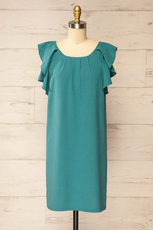 A - line midi dresses with floral prints for spring brunches Aaron Teal | Straight Short Dress A - line midi dresses with floral prints for spring brunches Aaron Teal | Straight Short Dress