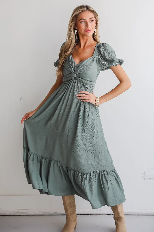 Everyday Dress with Halter Neck for a Sexy Look​  Confident Moves Sage Midi Dress