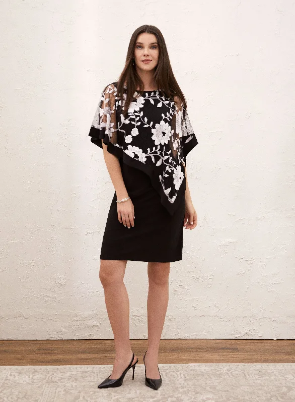 Midi dresses with ruffled sleeves for a more feminine and voluminous look Embroidered Poncho Dress Midi dresses with ruffled sleeves for a more feminine and voluminous look Embroidered Poncho Dress