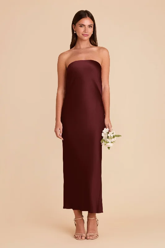 Maternity dress for a shopping spree Isla Matte Satin Dress - Cabernet