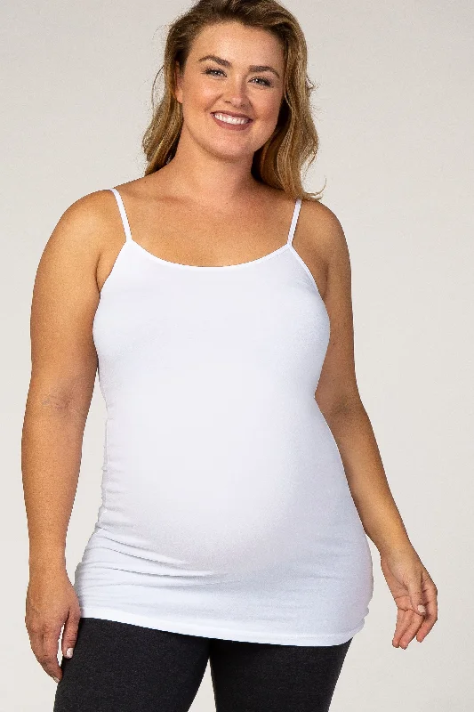 Maternity dress for a baby's first visit to the library White Solid Maternity Plus Cami Maternity dress for a baby's first visit to the library White Solid Maternity Plus Cami