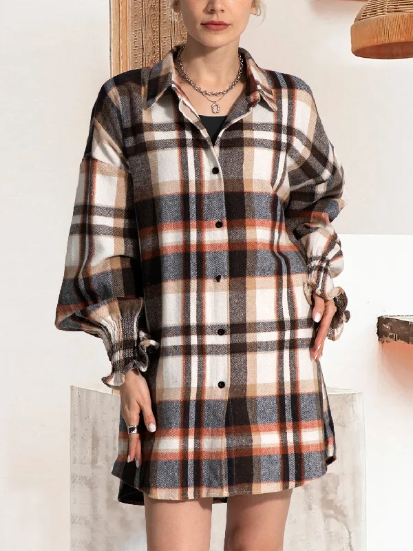 Children's Everyday Dress in Soft Jersey FAM-FAM Button Up Plaid Long Sleeve Shirt Dress Children's Everyday Dress in Soft Jersey FAM-FAM Button Up Plaid Long Sleeve Shirt Dress