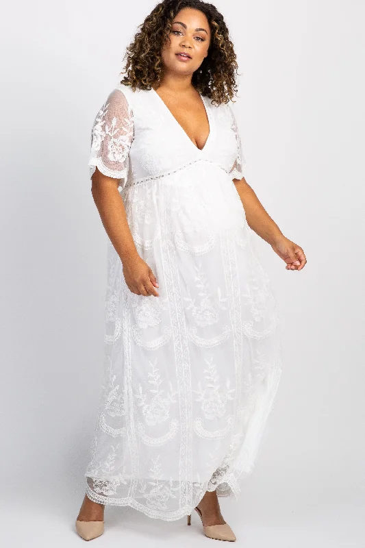 Maternity dress for a baby's first visit to the aquarium PinkBlush White Lace Mesh Overlay Plus Maternity Maxi Dress Maternity dress for a baby's first visit to the aquarium PinkBlush White Lace Mesh Overlay Plus Maternity Maxi Dress