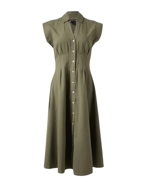 Everyday Dress with Geometric Patterns for a Contemporary Look Ruben Army Green Cotton Shirt Dress Everyday Dress with Geometric Patterns for a Contemporary Look Ruben Army Green Cotton Shirt Dress