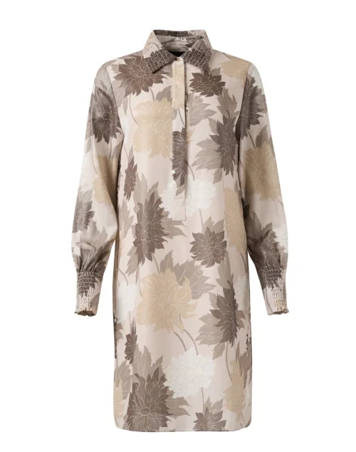 Everyday Dress with Embroidered Flowers for a Dainty Look Neutral Floral Print Dress Everyday Dress with Embroidered Flowers for a Dainty Look Neutral Floral Print Dress