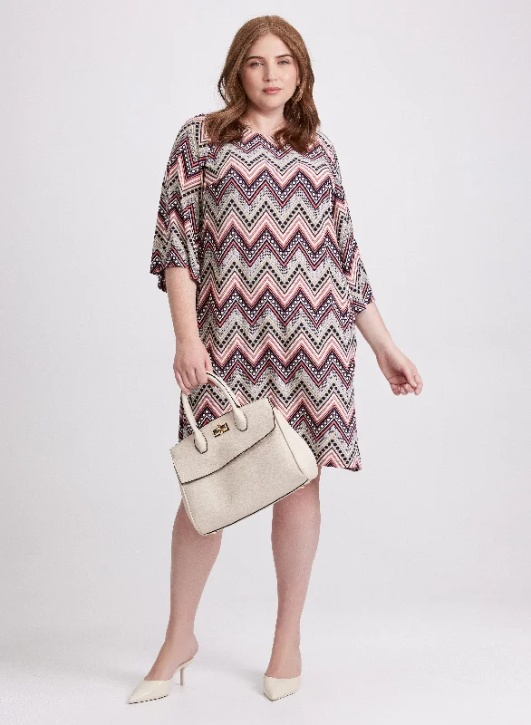 Wrap - style midi dresses in silk for a sophisticated office look Chevron Print Dress Wrap - style midi dresses in silk for a sophisticated office look Chevron Print Dress
