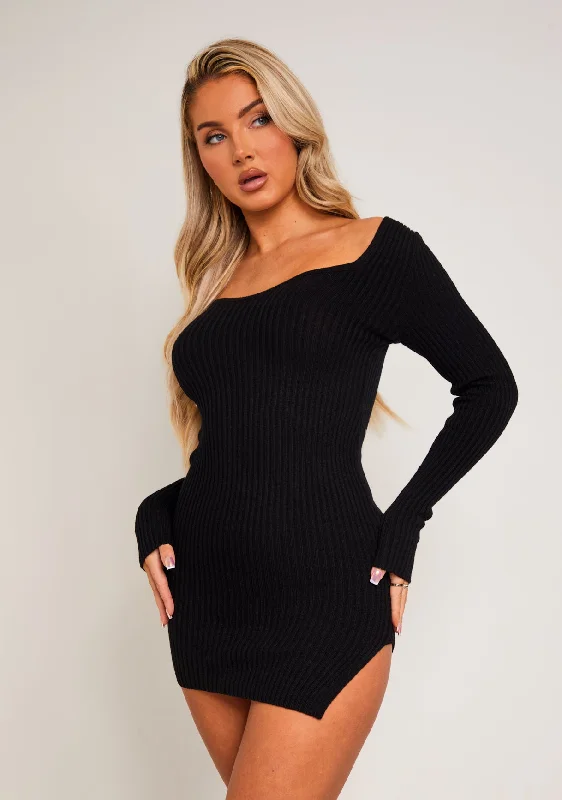 Everyday Dress with Anti - bacterial Properties for Hygiene Everyday Dress with Removable Accessories for Customization Carrie Black Knit Sweetheart Neckline Mini Dress Everyday Dress with Anti - bacterial Properties for Hygiene Everyday Dress with Removable Accessories for Customization Carrie Black Knit Sweetheart Neckline Mini Dress