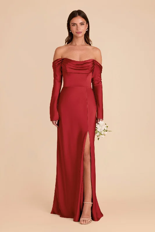 Maternity dress for a baby's first visit to the distillery Maya Matte Satin Dress - Ruby Red Maternity dress for a baby's first visit to the distillery Maya Matte Satin Dress - Ruby Red