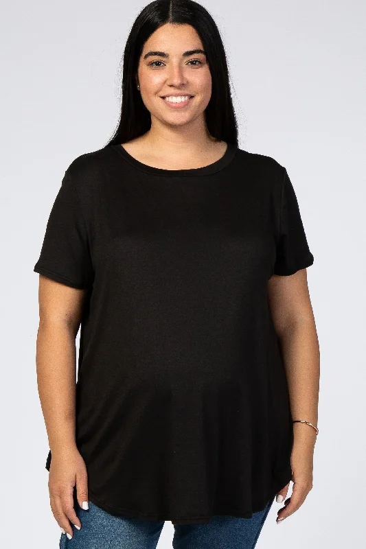 Long sleeve maternity maxi dress for winter Black Round Hem Short Sleeve Maternity Plus Top Long sleeve maternity maxi dress for winter Black Round Hem Short Sleeve Maternity Plus Top