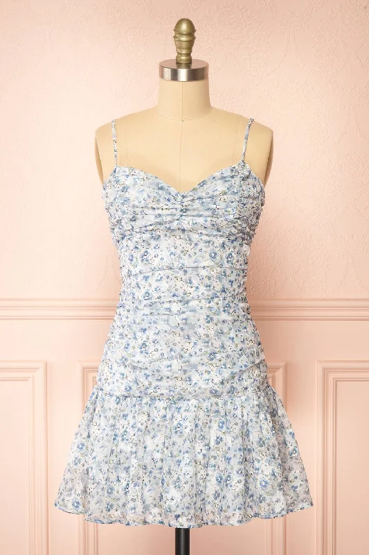 Midi dresses with ruffled bodices for a more pronounced feminine look Bridgette | Short Floral Dress w/ Bow Midi dresses with ruffled bodices for a more pronounced feminine look Bridgette | Short Floral Dress w/ Bow