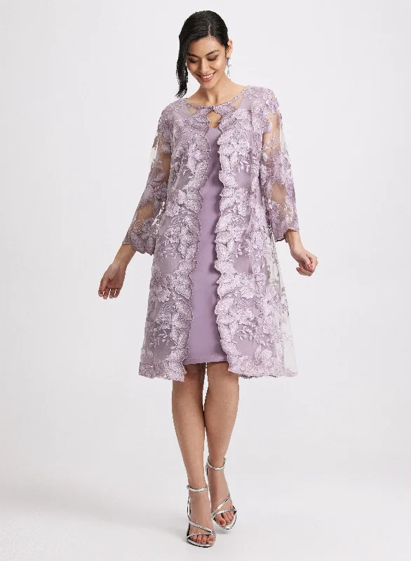 Midi dresses with puff sleeves for a vintage - inspired look Floral Embroidered Illusion Dress Midi dresses with puff sleeves for a vintage - inspired look Floral Embroidered Illusion Dress