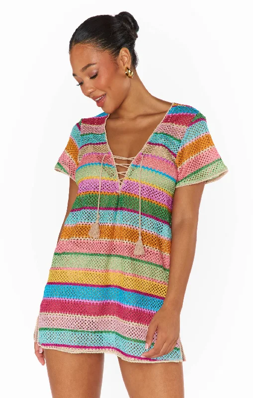 Animal print mini dresses for a bold statement Travel Coverup ~ Multi Crochet