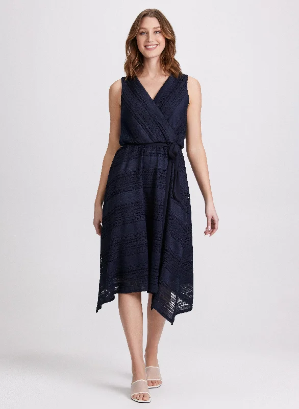Wrap - style midi dresses in silk for a sophisticated office look Lace Insert Dress