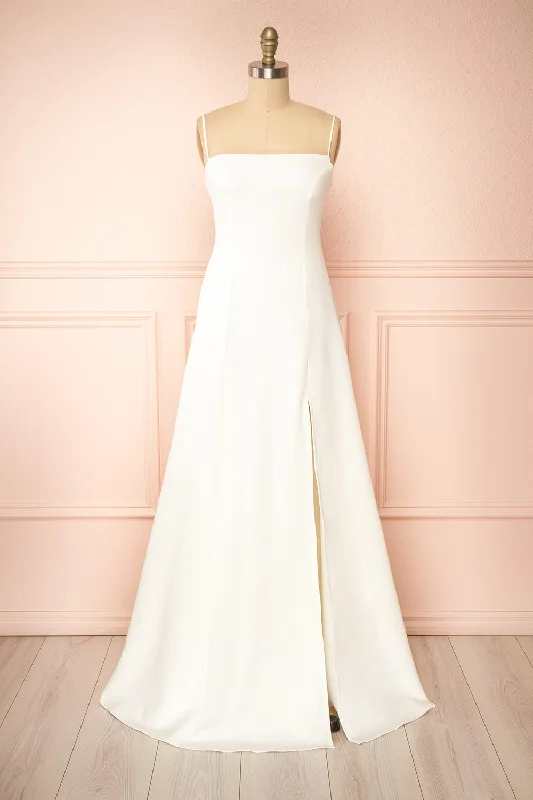 Midi dresses with mesh inserts for a trendy and breathable option Estella Ivory | Maxi A-line Dress w/ Slit Midi dresses with mesh inserts for a trendy and breathable option Estella Ivory | Maxi A-line Dress w/ Slit