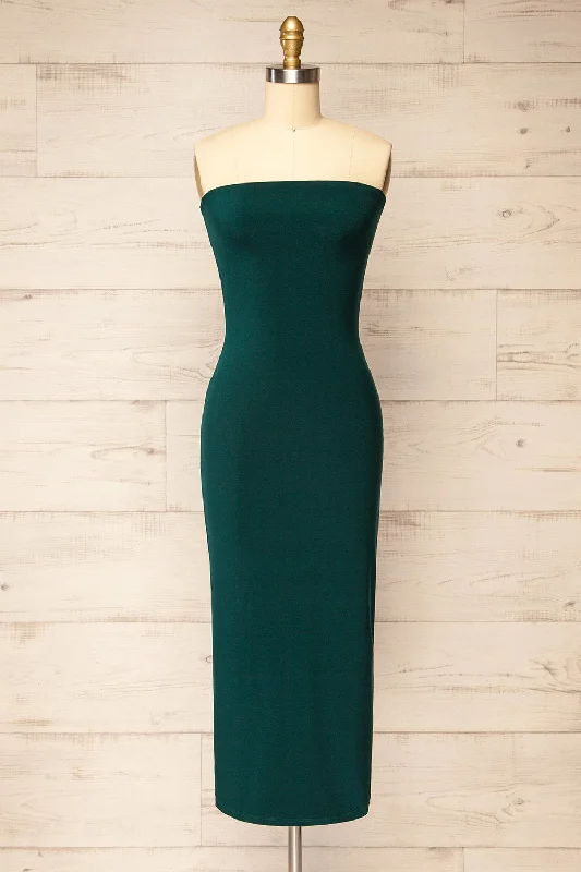 Midi dresses with abstract art prints for an artistic statement Victorya Green | Strapless Fitted Midi Dress Midi dresses with abstract art prints for an artistic statement Victorya Green | Strapless Fitted Midi Dress
