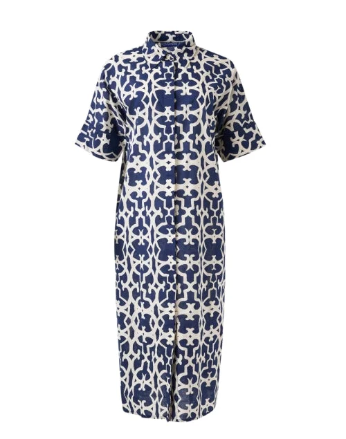  Thelma Navy Print Dress