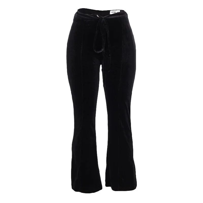 Women's Faux Leather Tight Trousers with Studded Details in Brown for an Edgy StyleREDTAG Black Bootcut Trousers for Women
