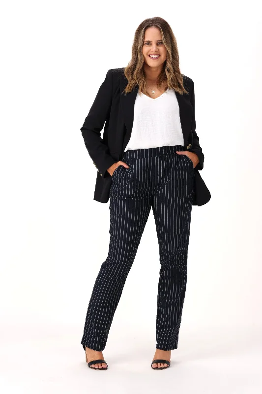 Women's Metallic Tight Trousers in Gold for a Glamorous Party EnsembleBetty Basics Chelsea Pant Navy Stripe Women's Metallic Tight Trousers in Gold for a Glamorous Party EnsembleBetty Basics Chelsea Pant Navy Stripe