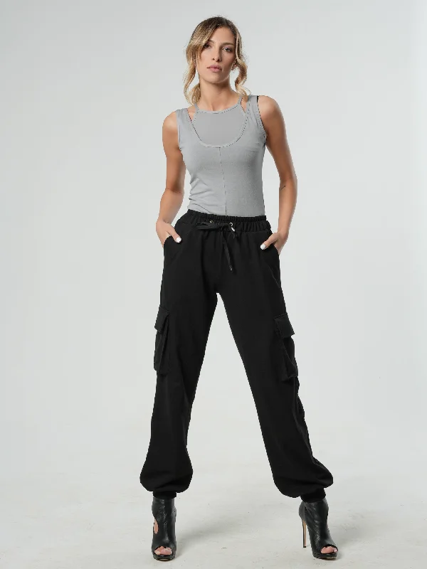 High - Waisted Women's Leather Tight Trousers in Black for a Rock - Chic LookCasual Cargo Pants